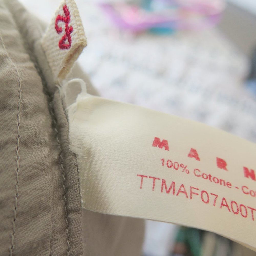 MARNI  Sleeveless Ruched Sleeveless Cotton Top in Taupe Sz 42 - Picture 6 of 7